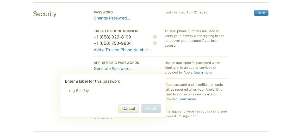 V nastavení zabezpečení Apple ID zadejte označení hesla