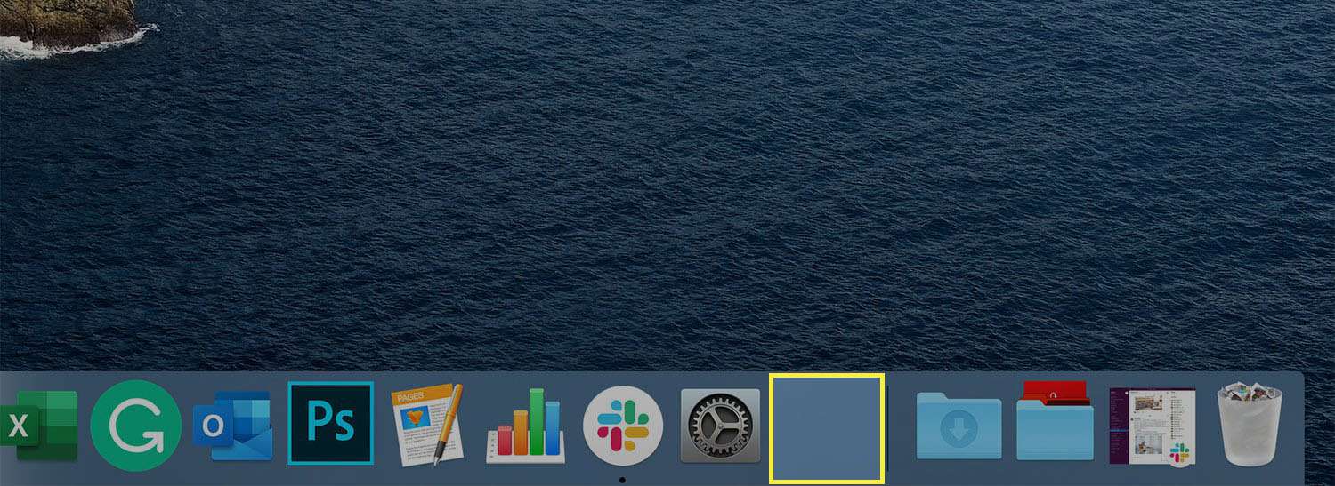 Mac Dock s prázdnou mezerou