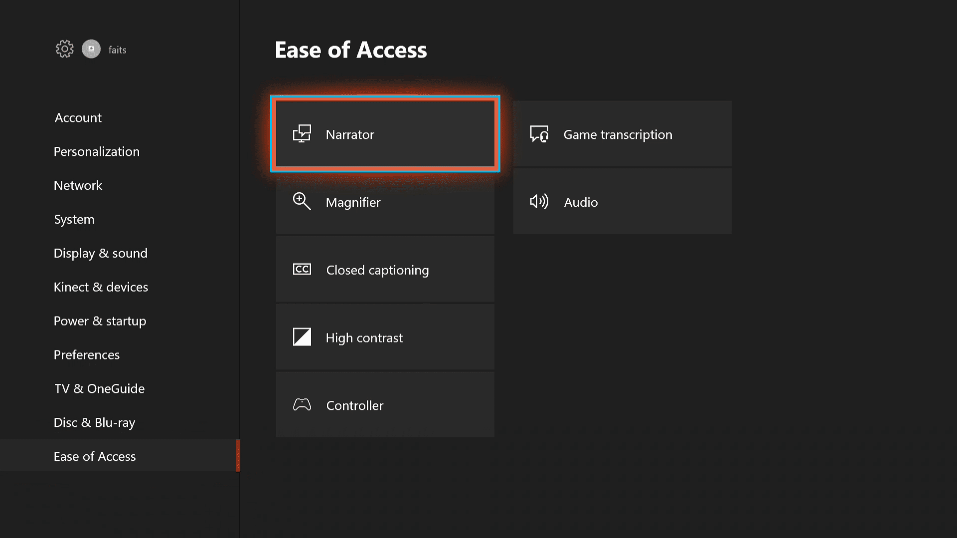 Nastavení systému Xbox One Ease of Access.