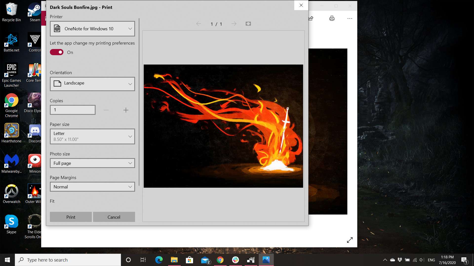 V aplikaci Fotky pro Windows můžete změnit velikost, orientaci papíru a další