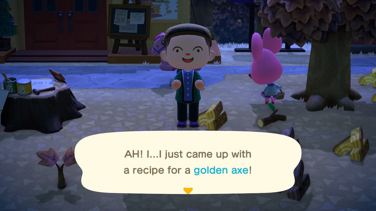 Postava Animal Crossing vymyslí recept na zlatou sekeru