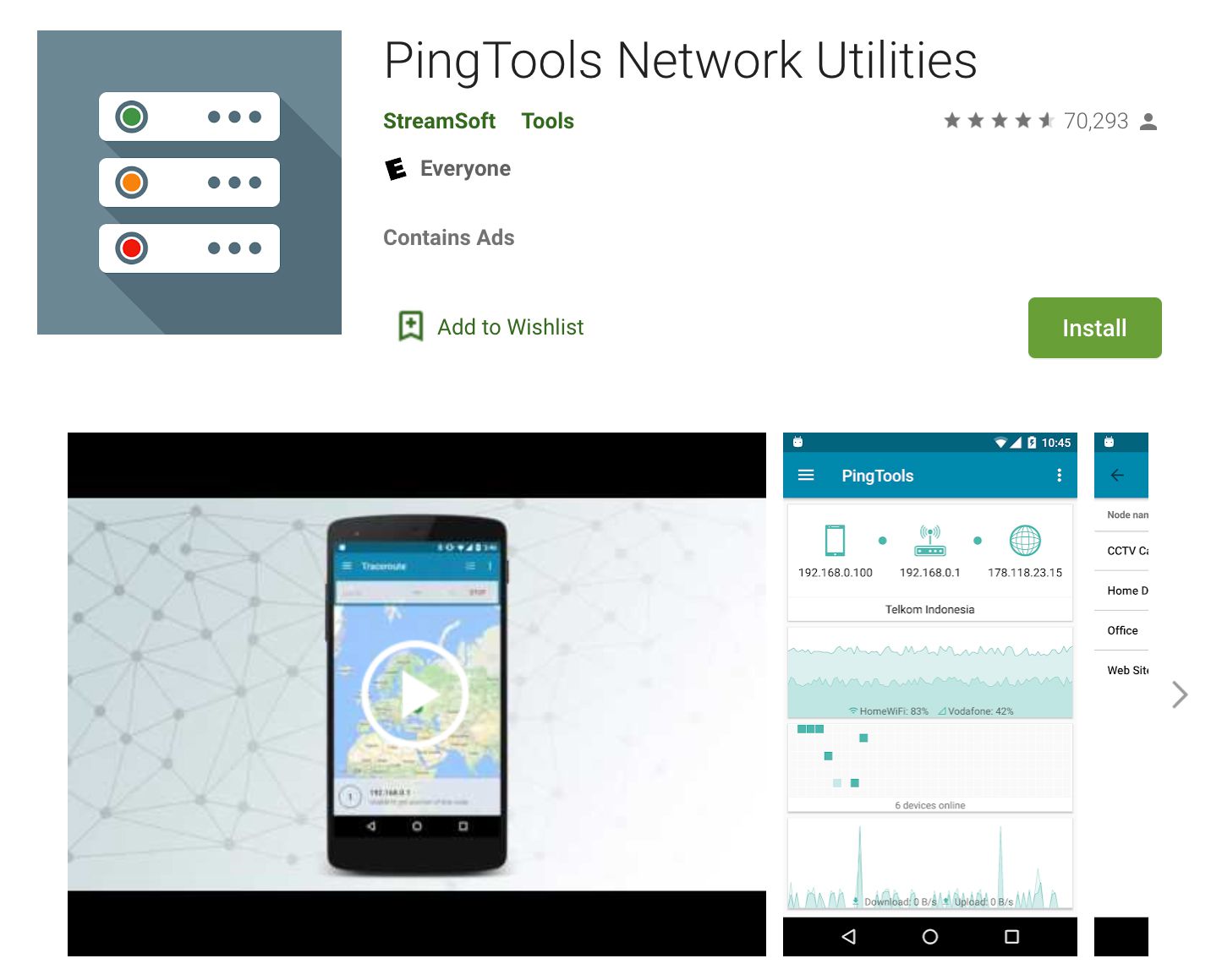 Síťové nástroje PingTools pro telefony Android