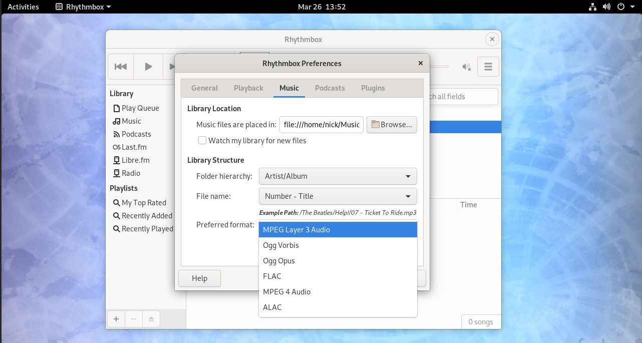 Podpora MP3 v Rhythmboxu na Fedoře