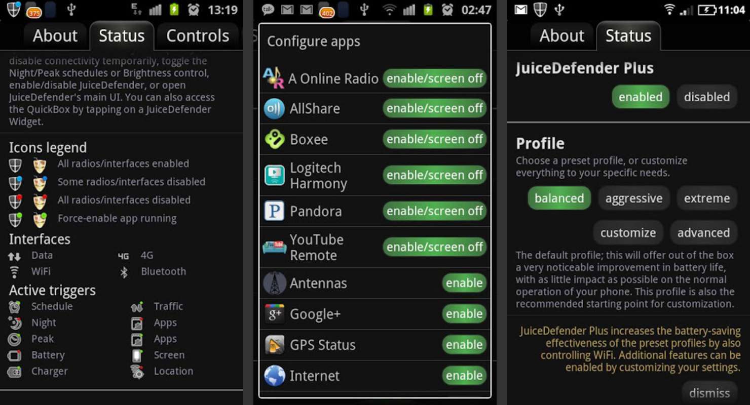 JuiceDefender aplikace pro Android