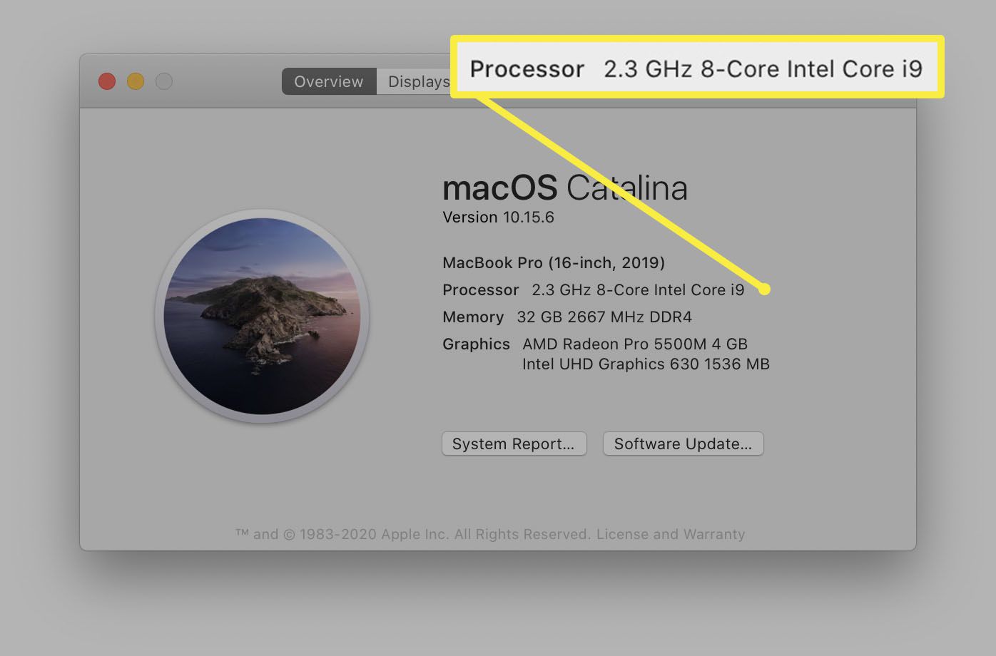 O tomto okně Mac zobrazuje rychlost vašeho procesoru.