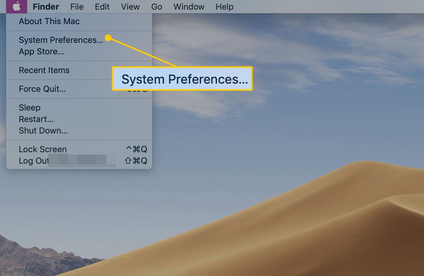 Položka nabídky Předvolby systému v systému macOS