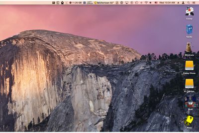 Ikony na ploše v OS X Yosemite