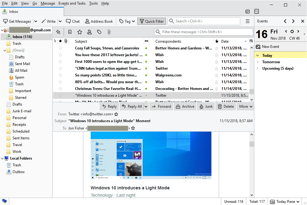 E-mailový program zdarma pro Thunderbird pro Windows