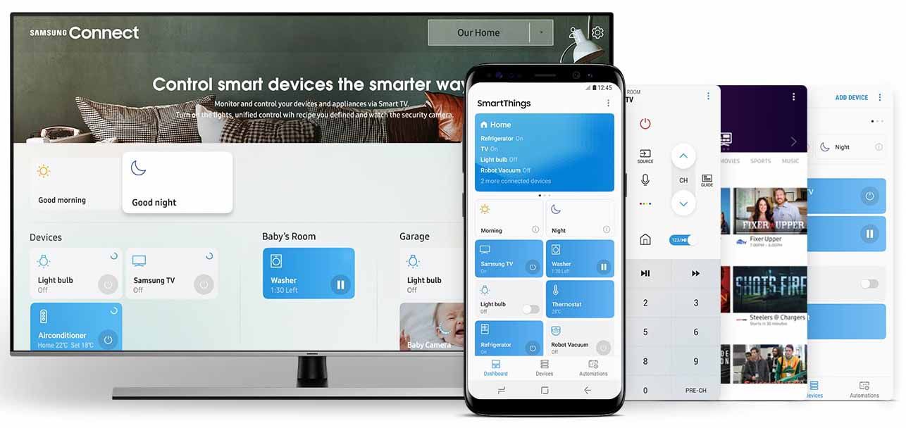 Smart TV Samsung SmartThings a mobilní telefon