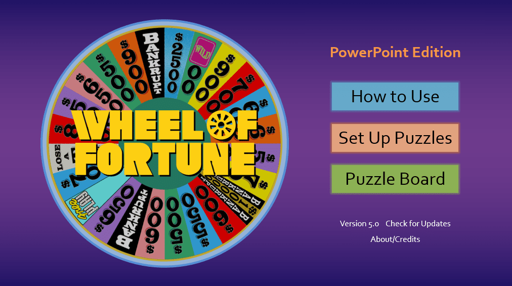 Realistické Wheel of Fortune PowerPoint šablony Úvodní obrazovka