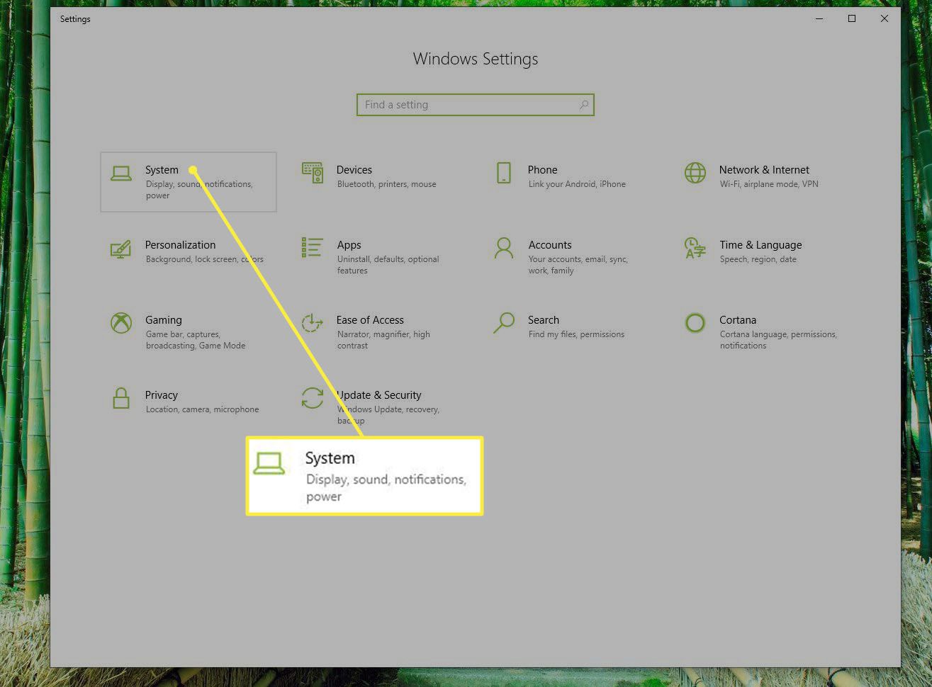 Systém v nastavení systému Windows