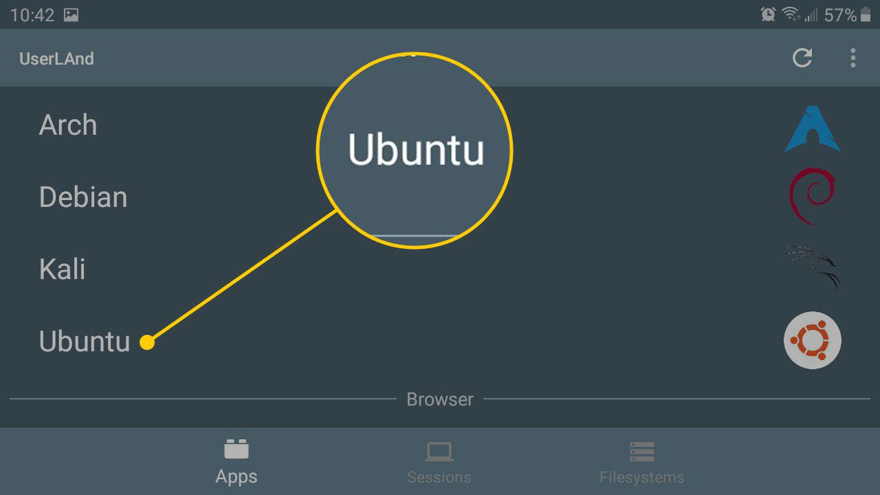 Ubuntu v aplikaci UserLAnd