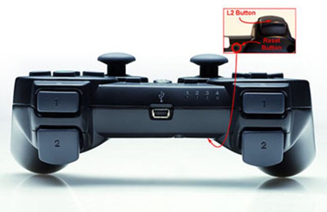 Diagram tlačítka resetování Dualshock 3