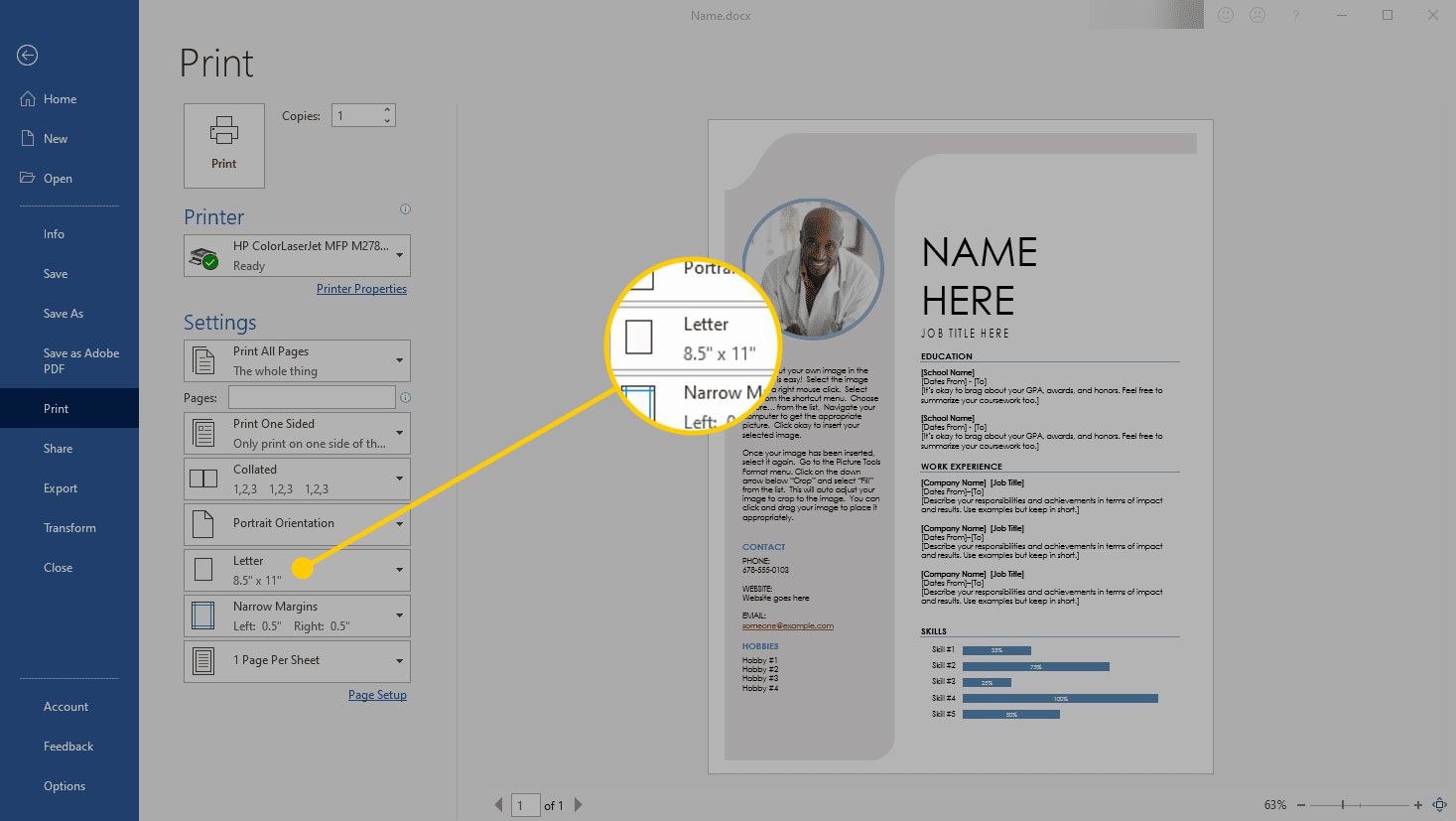 Change The Paper Size Of The Current Document To The Legal