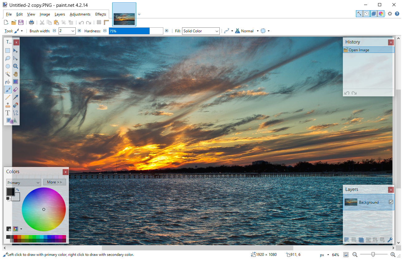 Screenshot Paint.NET ve Windows 10