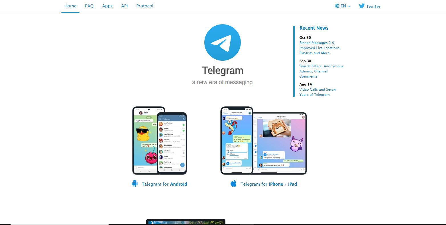 Web aplikace Telegram Messenger