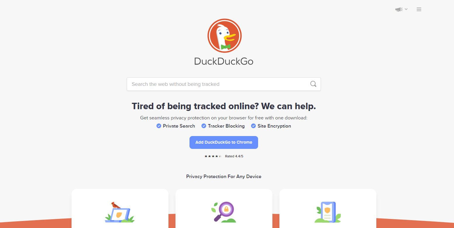 Web společnosti DuckDuckGo