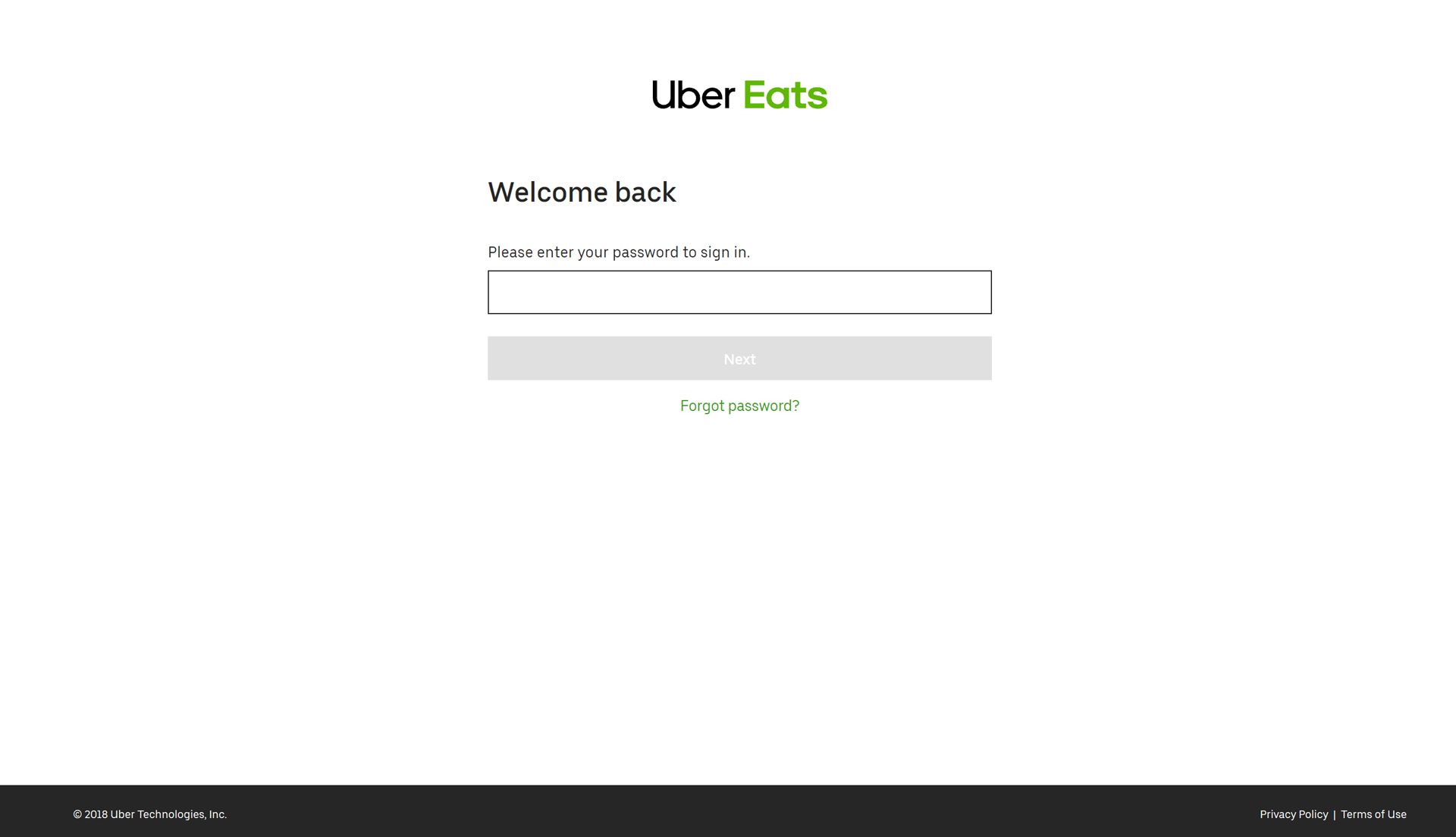 Web společnosti Uber Eats.