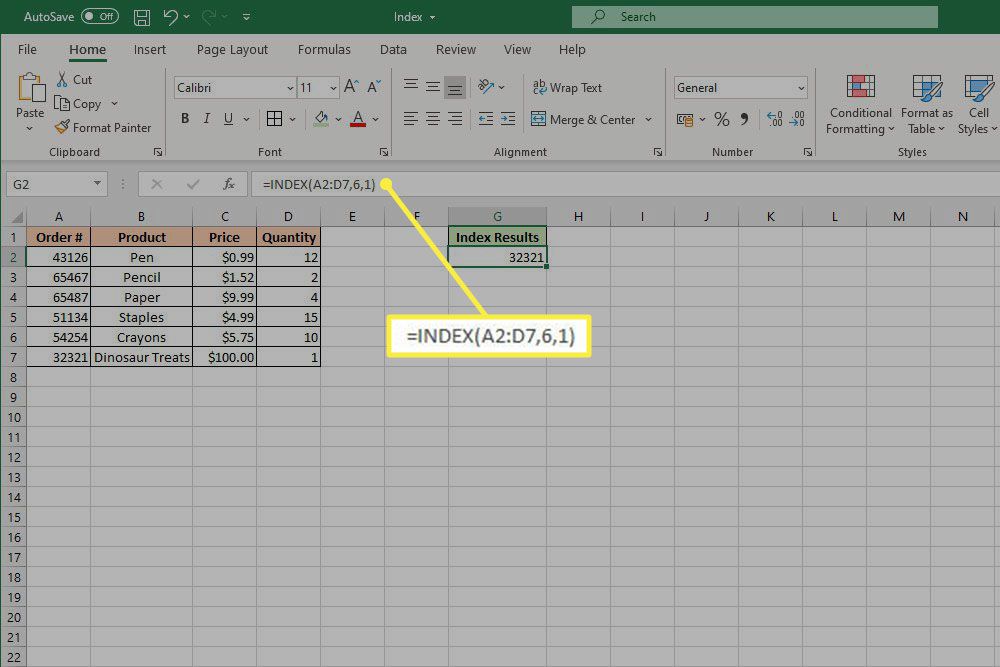 Funkce INDEX v aplikaci Excel