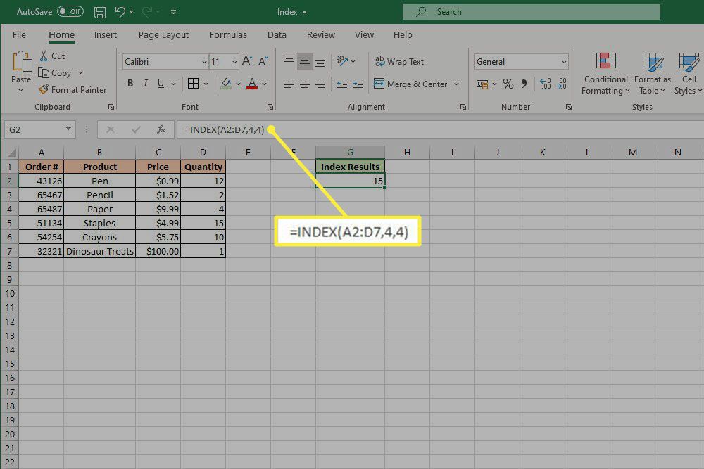 Funkce INDEX v aplikaci Excel