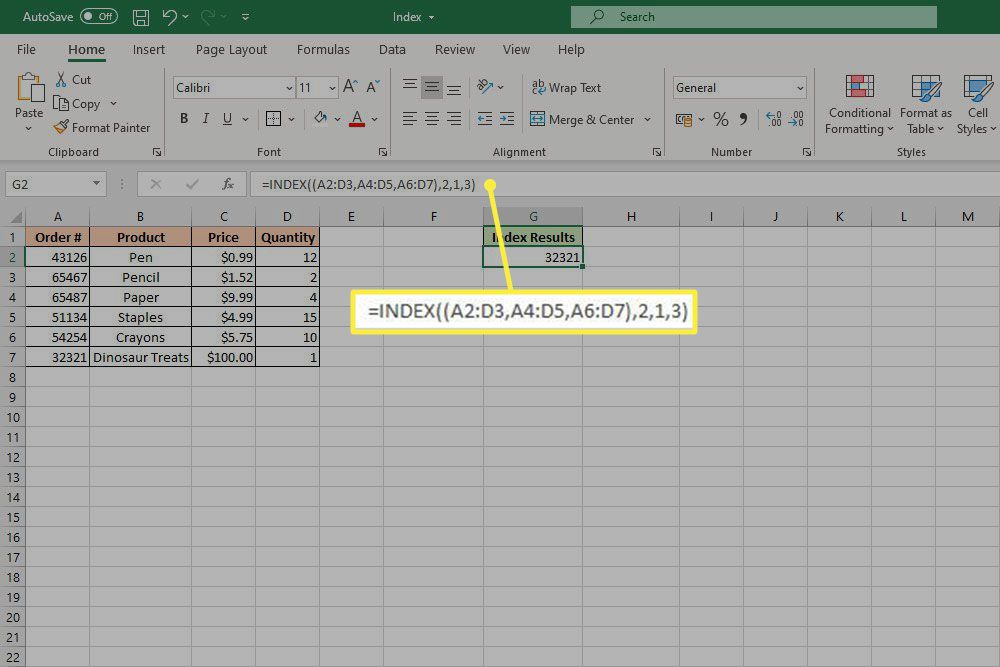 Funkce INDEX v aplikaci Excel