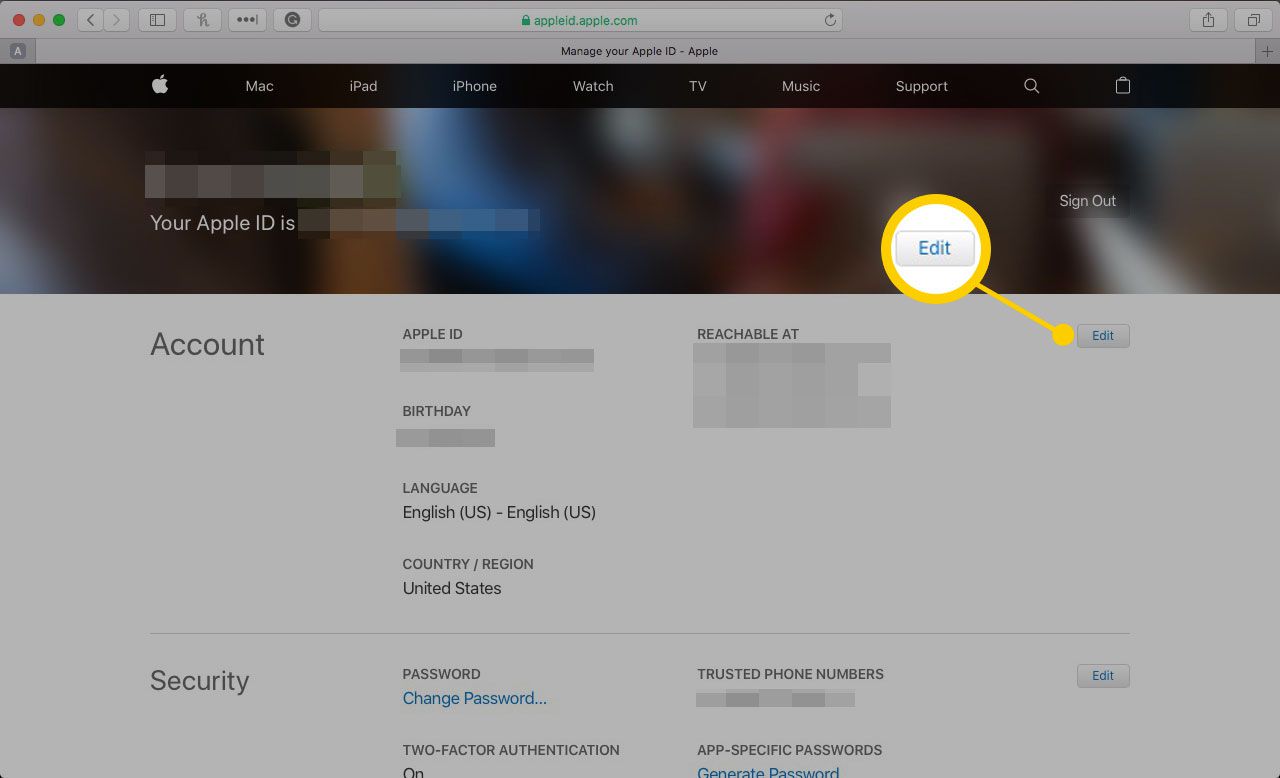 Změna Apple ID online