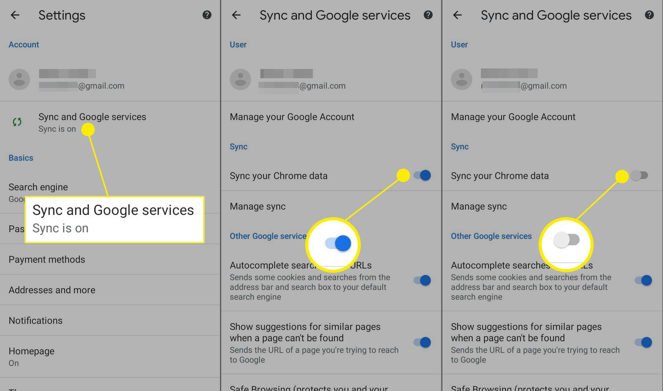 Jak vypnout synchronizaci pro Google Chrome v systému Android