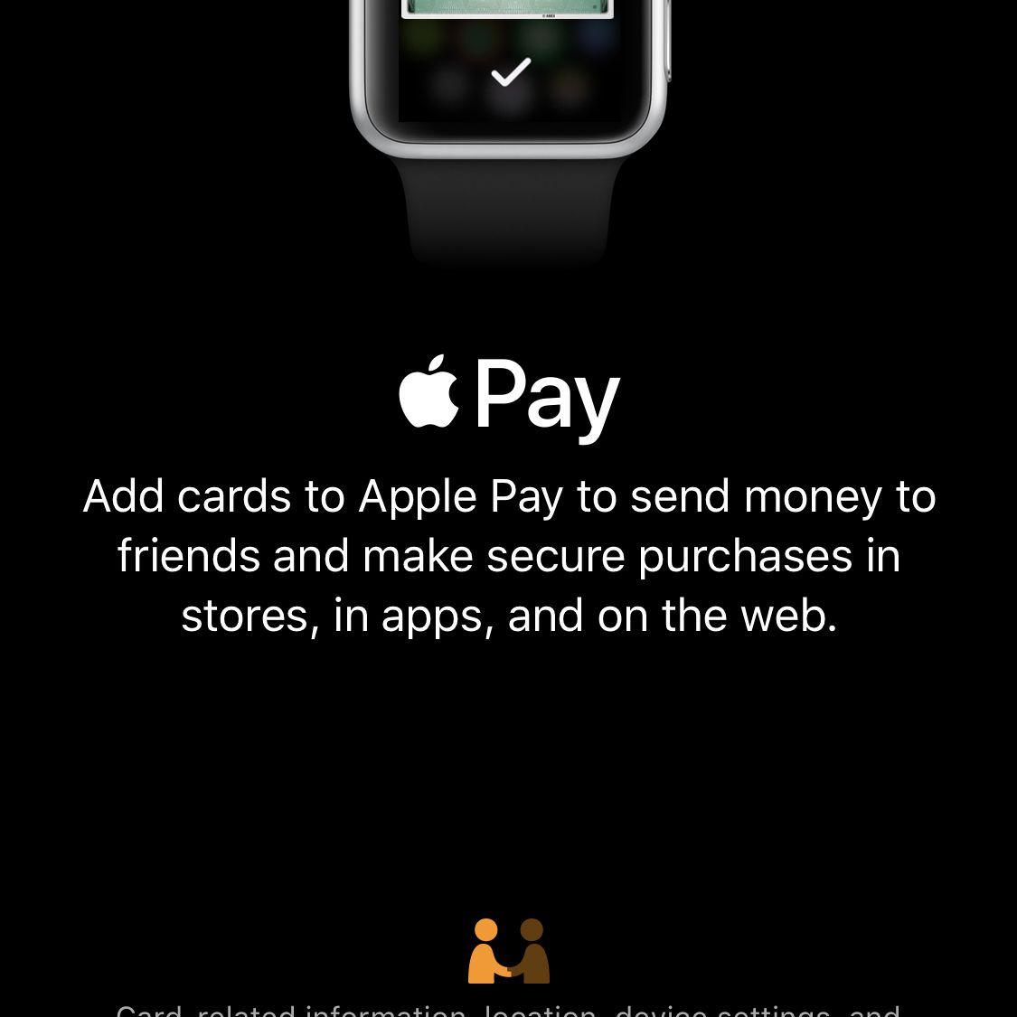Screenshot o nastavení Apple Pay na Apple Watch