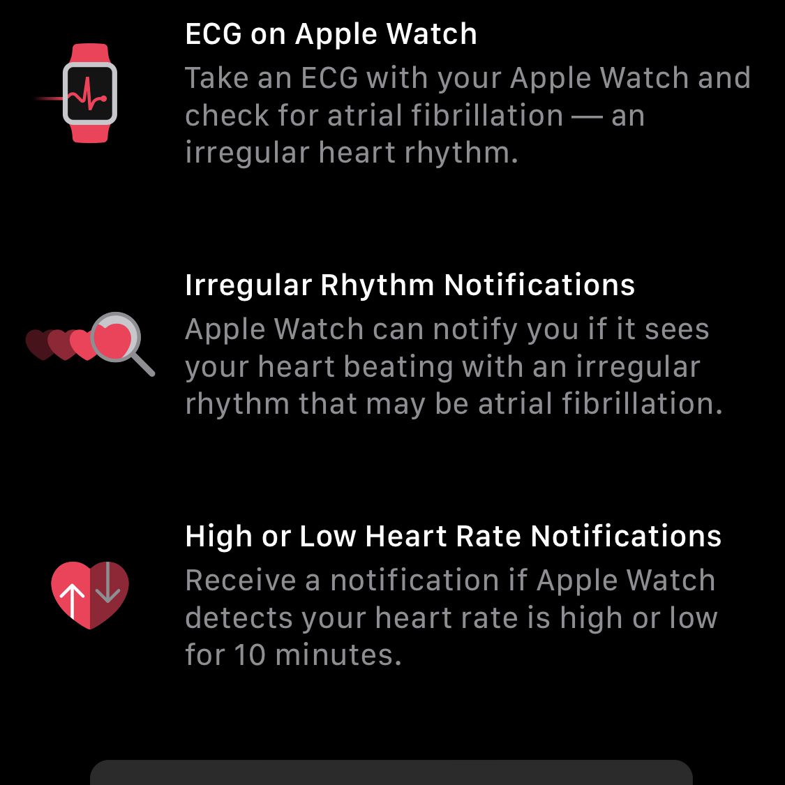 Snímek obrazovky s informacemi o zdravotních funkcích Apple Watch