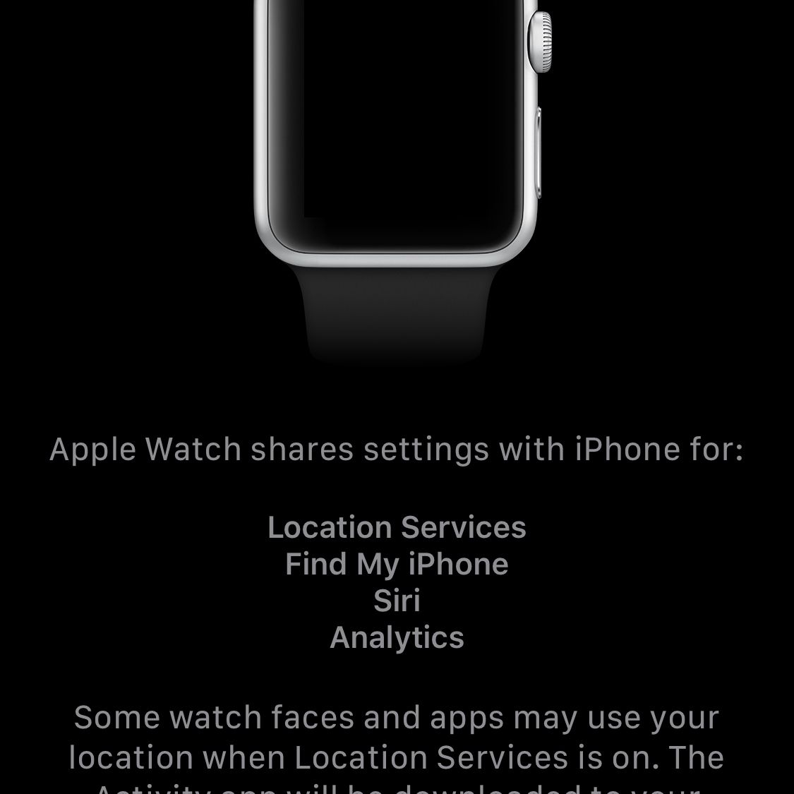 Snímek obrazovky se sdíleným nastavením Apple Watch