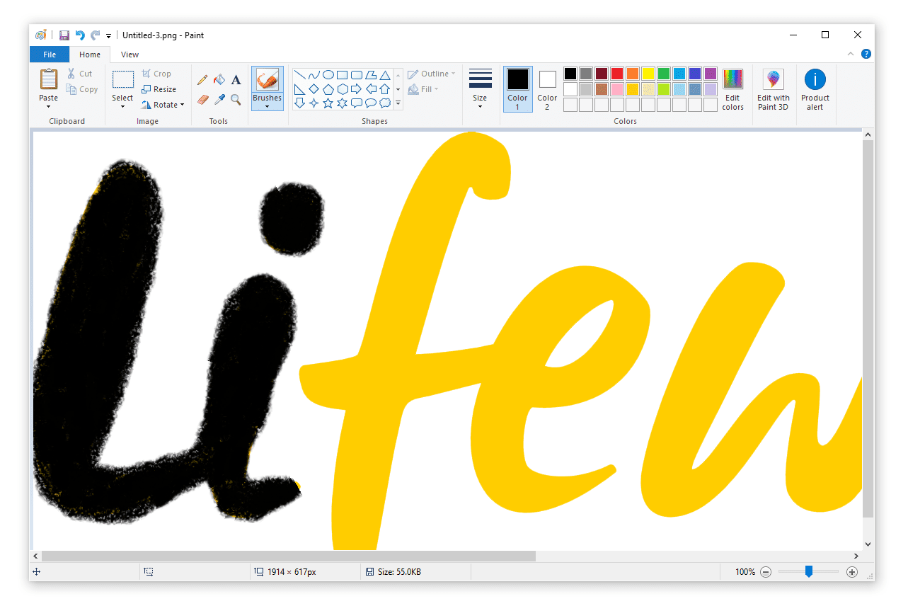 Snímek obrazovky Microsoft Paint ve Windows 10