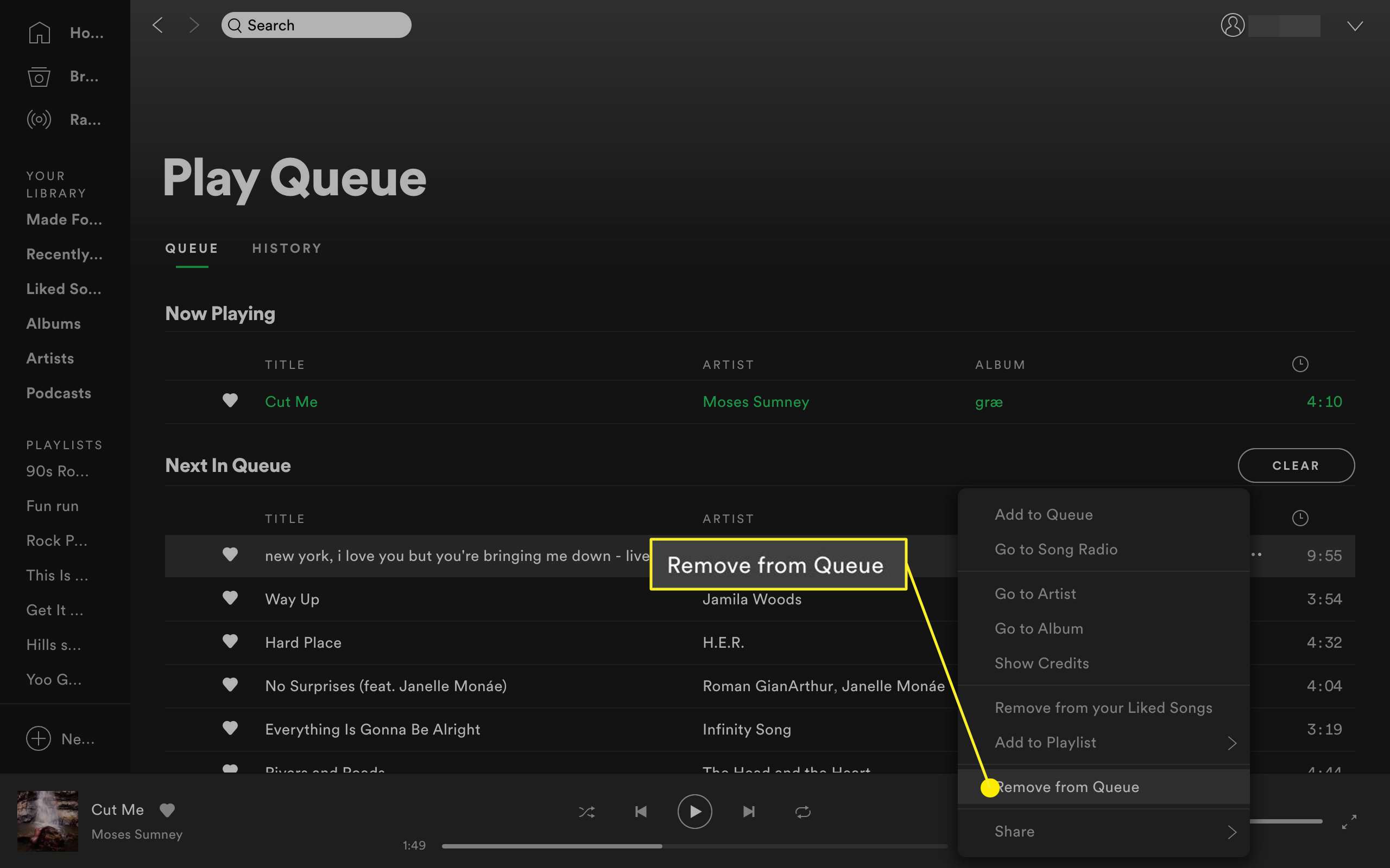 Odebrat stopu z desktopové fronty Spotify