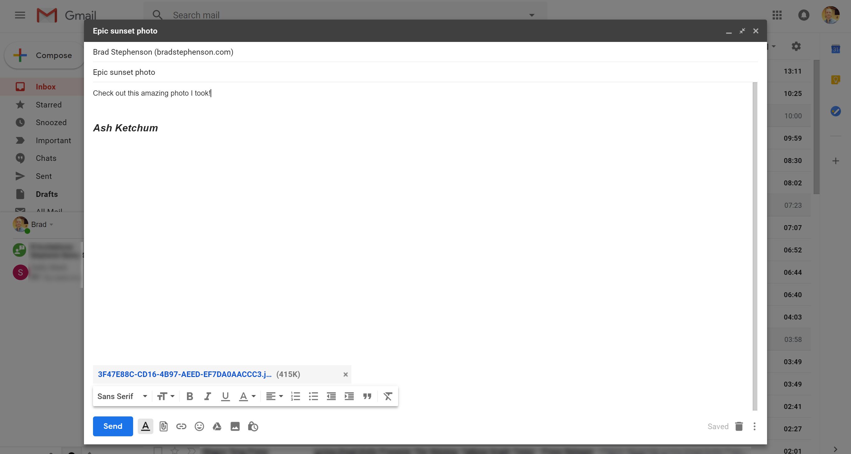 Přidávání obrázků do e-mailu v Gmailu.