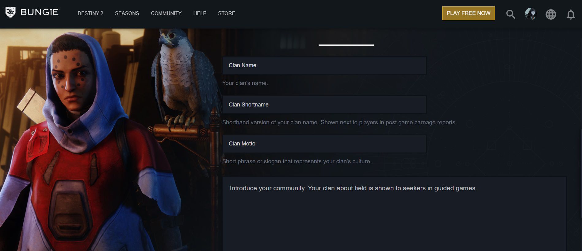 Než vytvoříte klan Destiny 2, musíte mu dát jméno a heslo