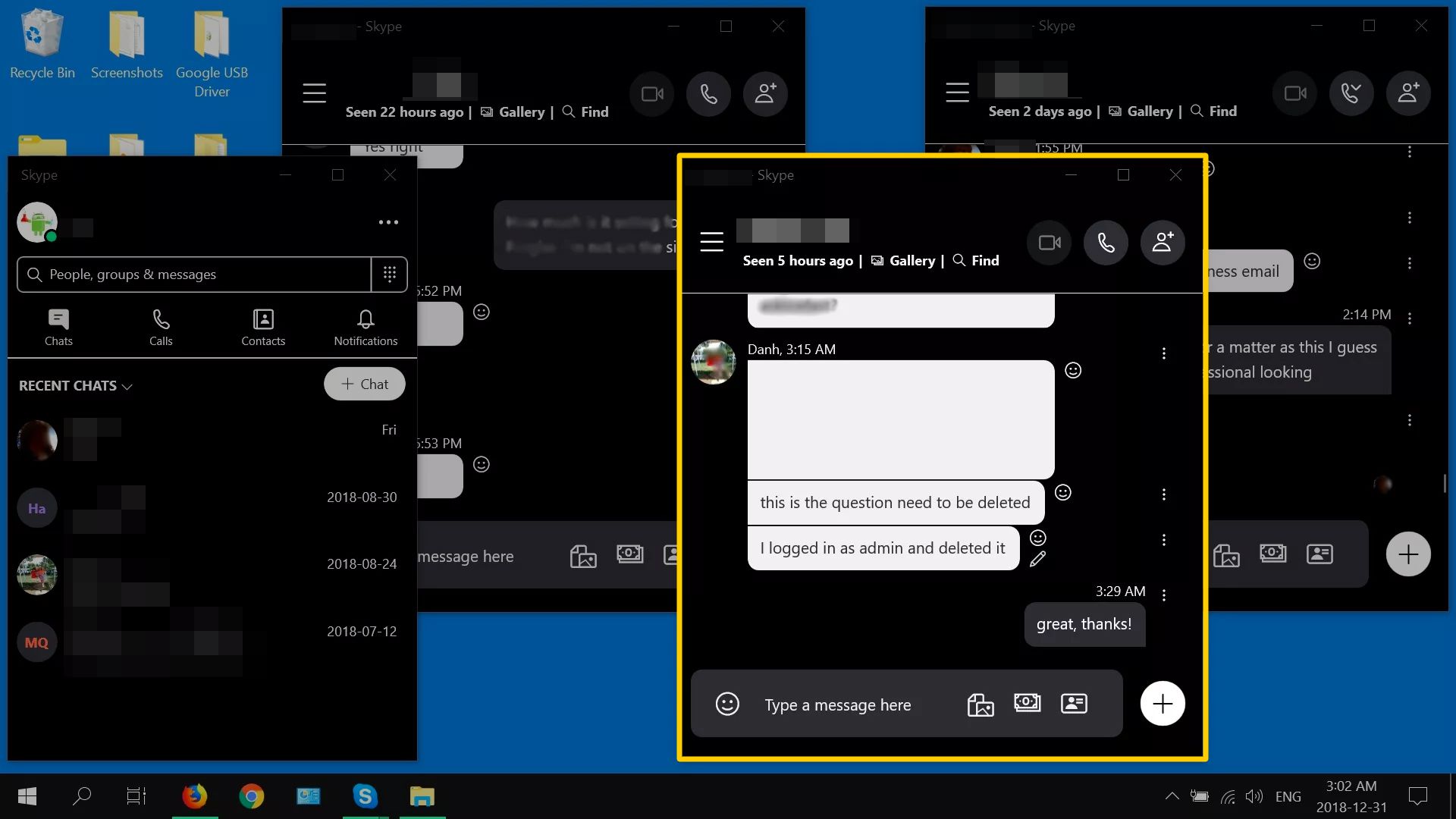 Samostatná okna pro každý Skype chat