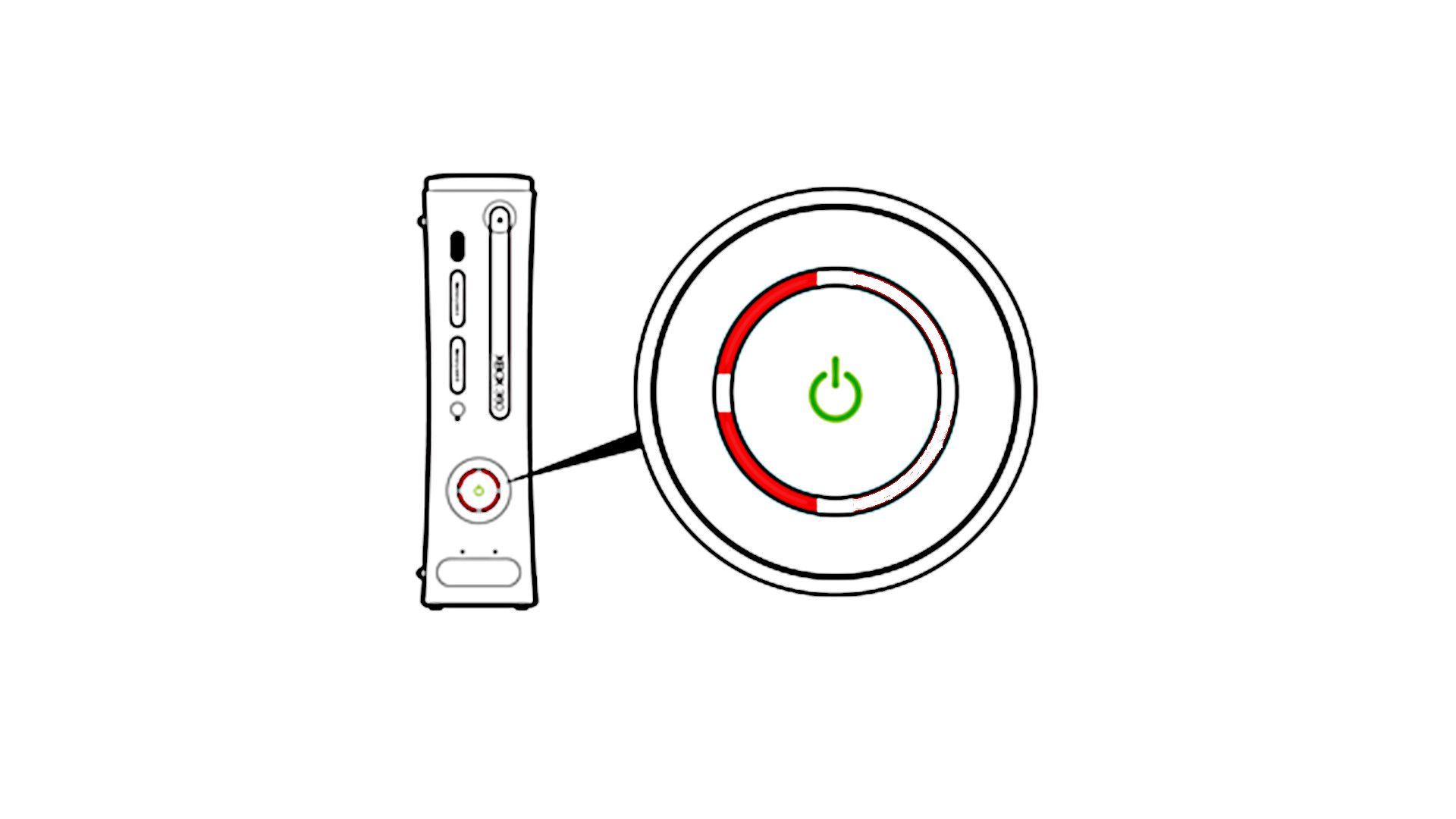 Xbox 360 se dvěma červenými LED diodami svítí