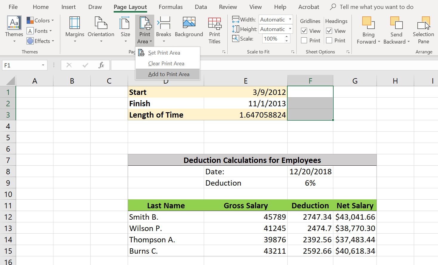 Přidání buněk do oblasti tisku v aplikaci Excel