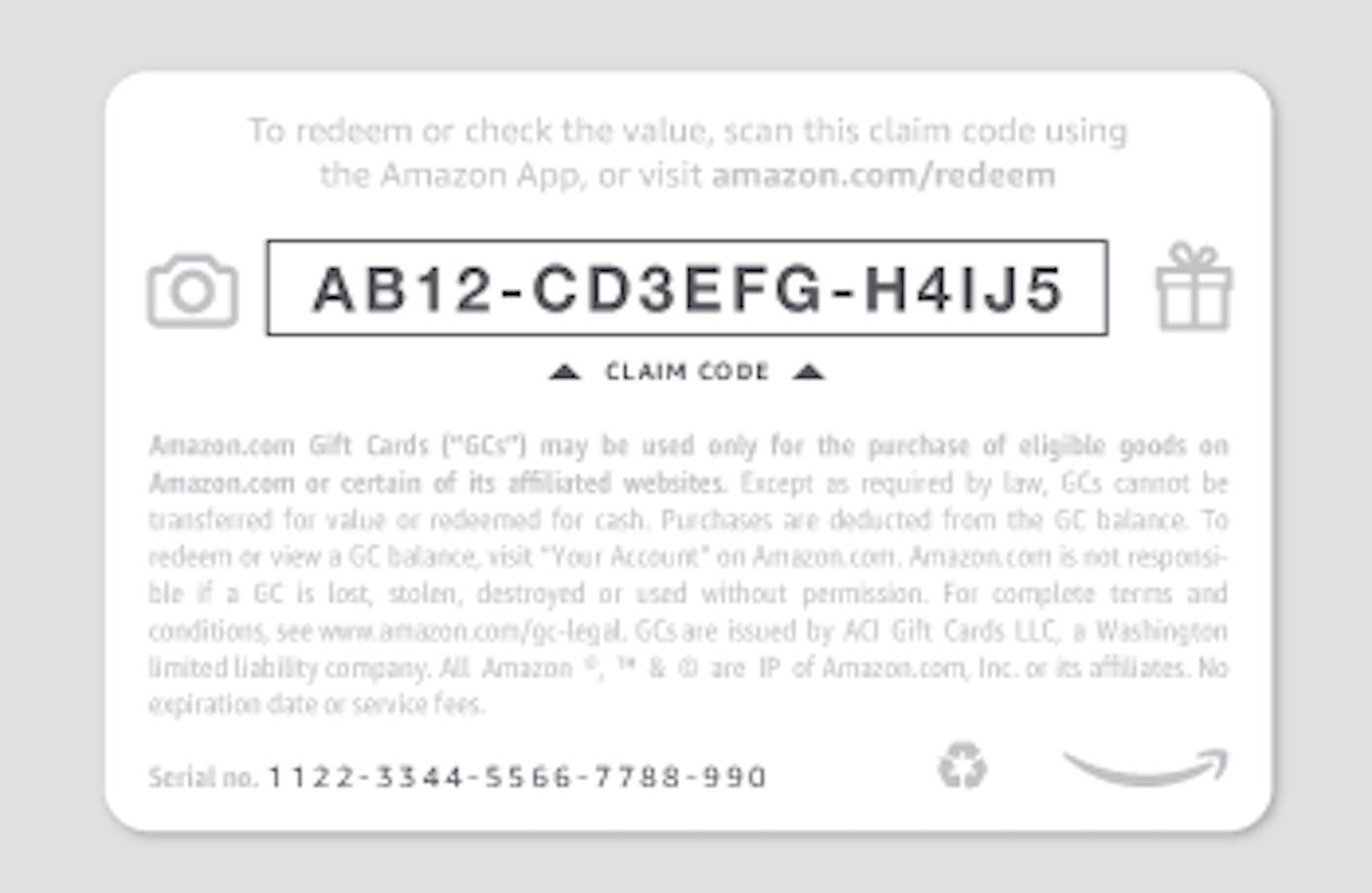 Kód reklamace dárkové karty Amazon