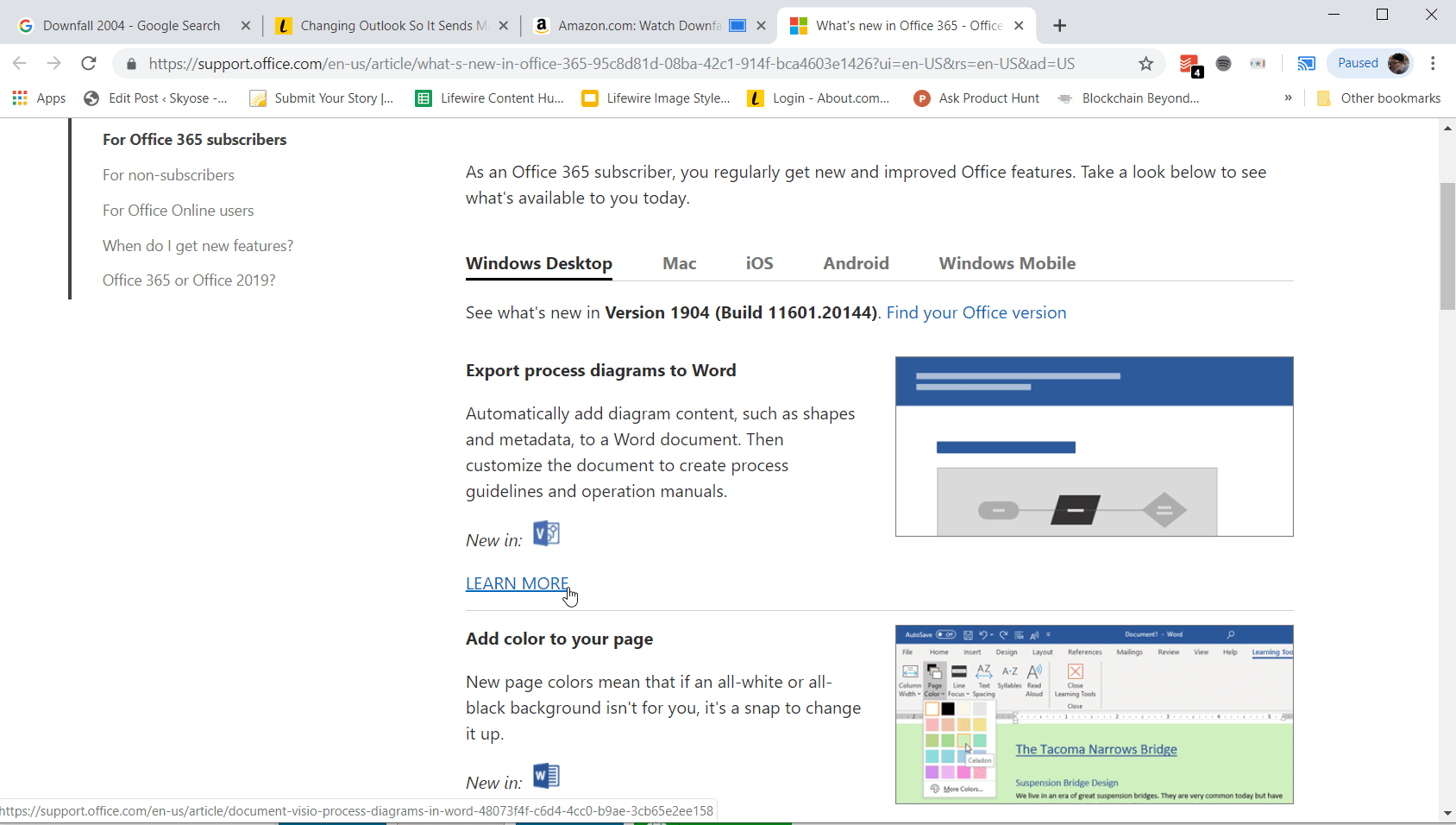 Screenshot kontroly online aktualizací aplikace Outlook