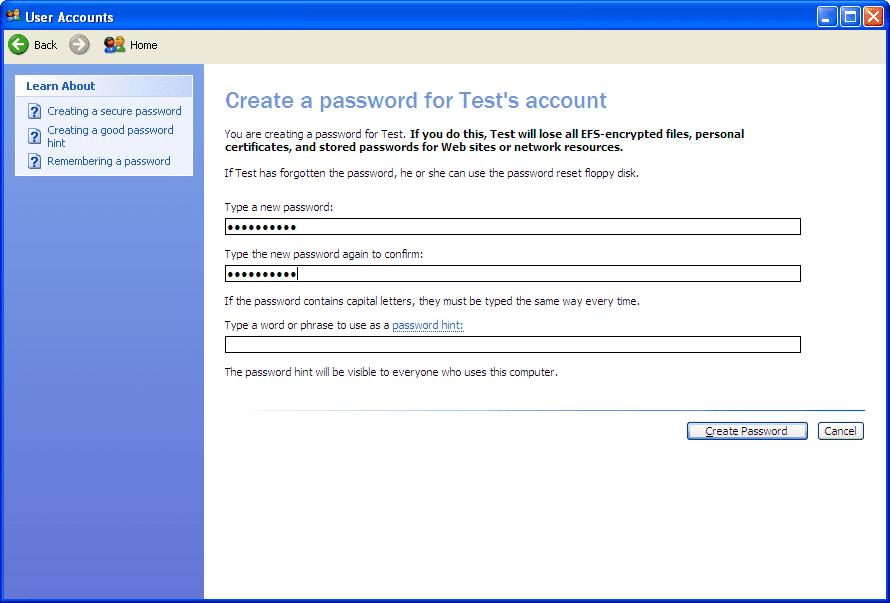 Ve Windows XP vytvořte obrazovku s heslem