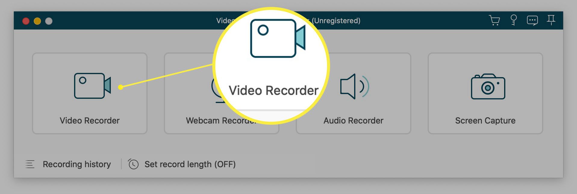 Aplikace VideoSolo se zvýrazněnou možností Videorekordér