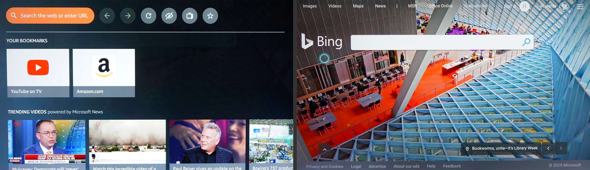 Fire TV - Hedvábný webový prohlížeč s vyhledáváním Bing