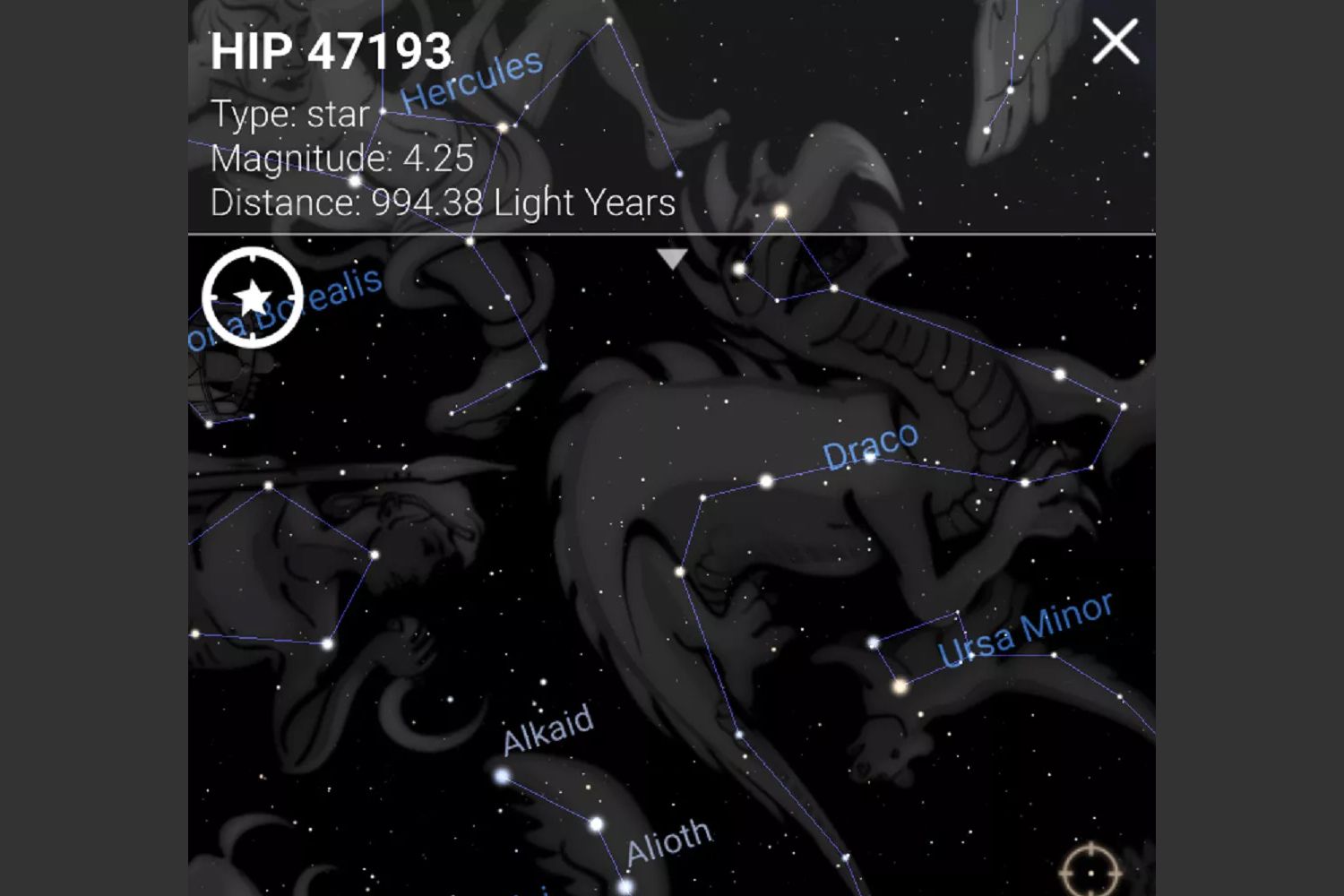 Aplikace Stellarium Mobile Sky Map