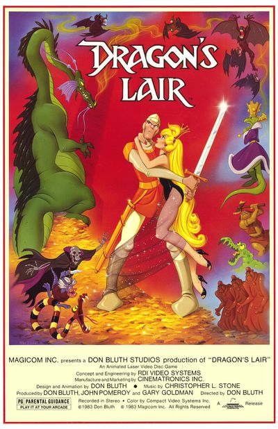 plakát videohry Laserdisc z roku 1983 „Dragon's Lair“