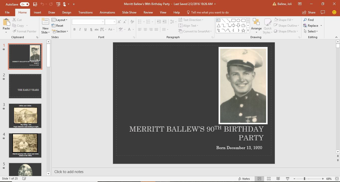 PowerPoint prezentace pro narozeninovou oslavu