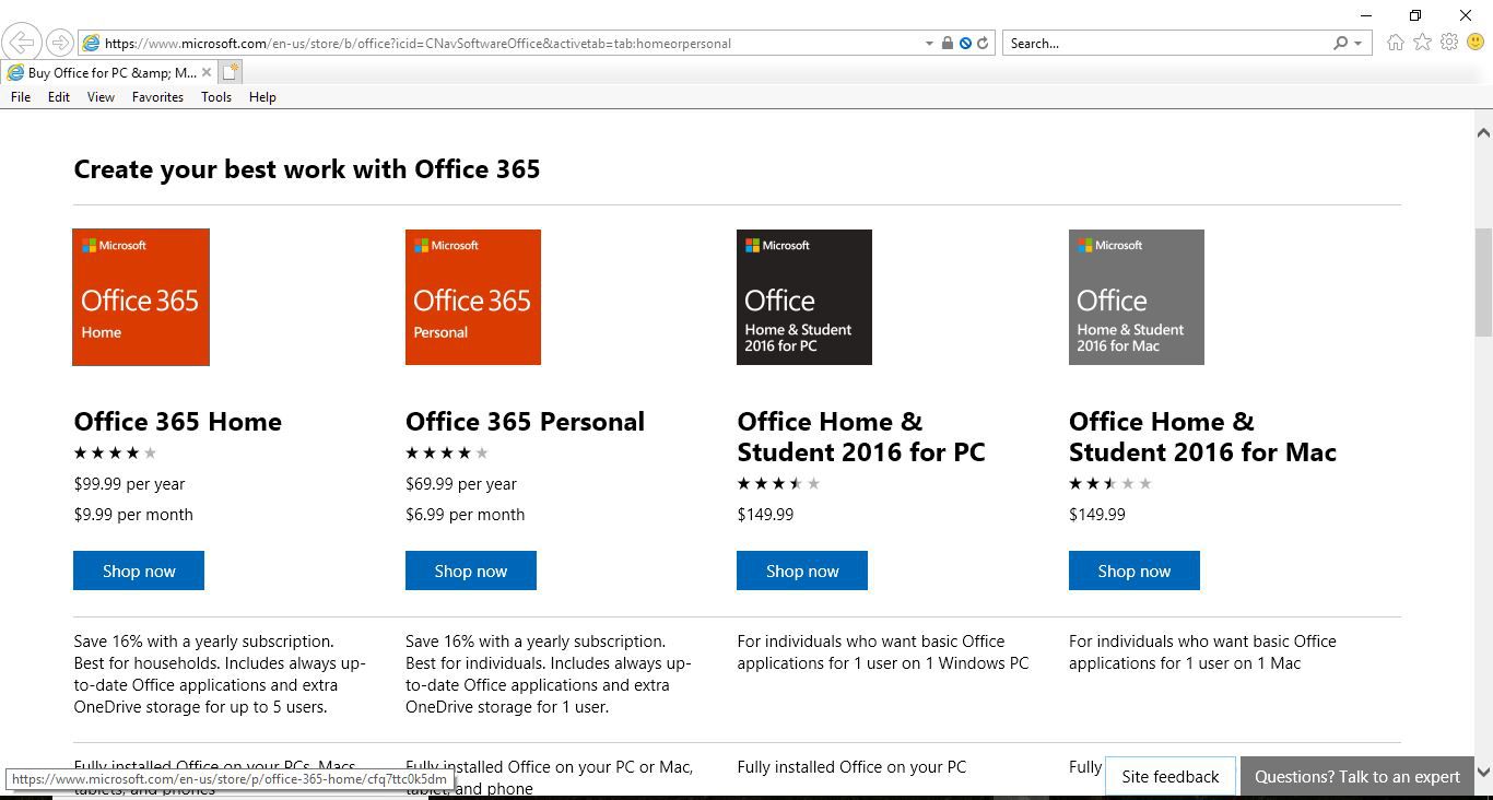 Microsoft Store, kde je možné zakoupit Microsoft Office