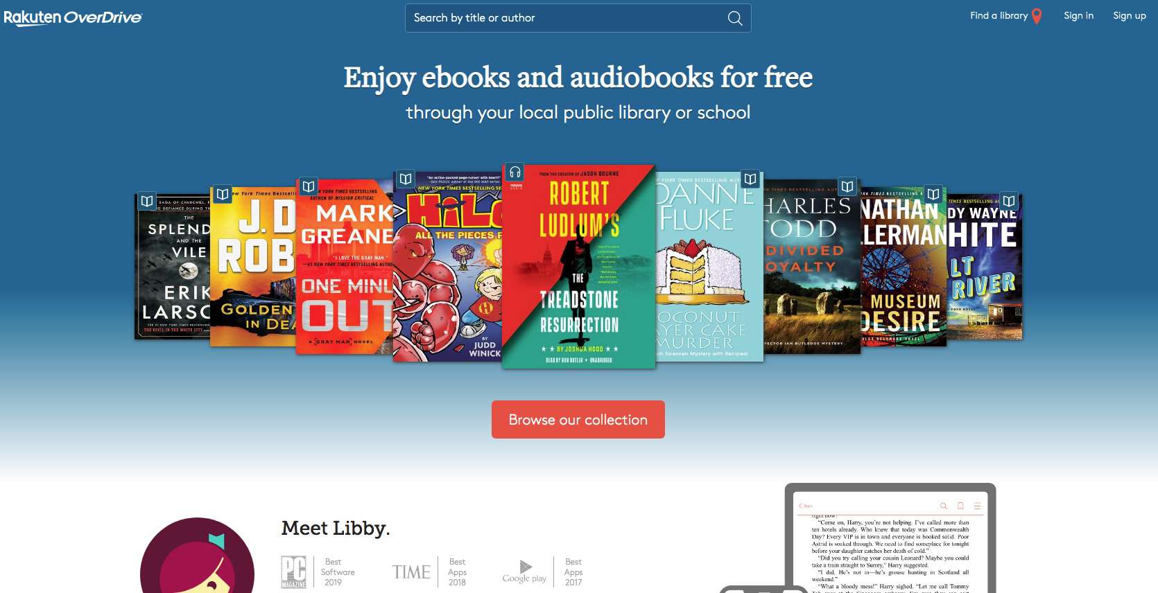 Screenshot služby OneDrive k získání bezplatných knih Nook z veřejné knihovny
