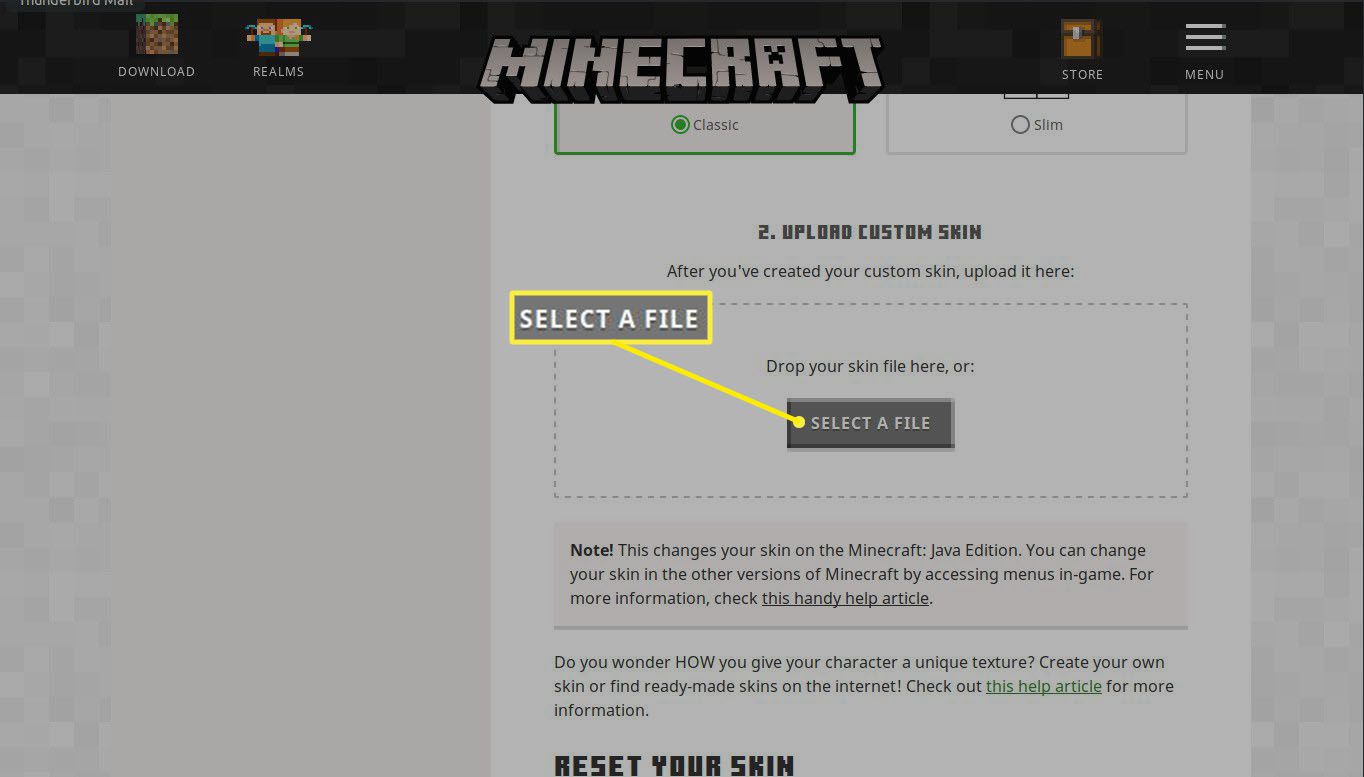 Nahrajte svůj skin Minecraftu