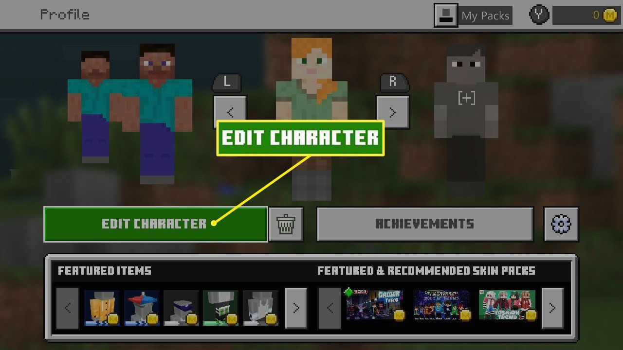 Můžete si také koupit skiny Minecraftu tím, že přejdete do svého profilu postavy