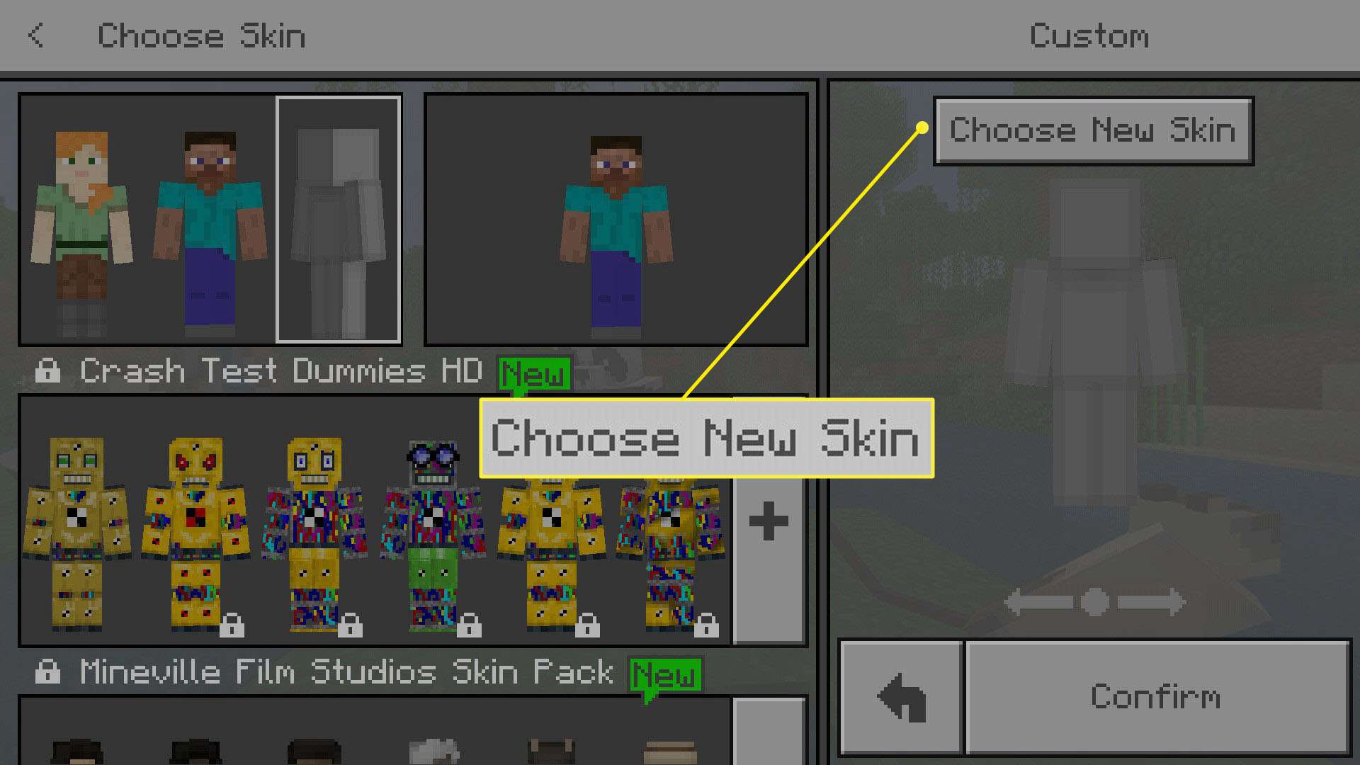 Vyberte si nový skin Minecraftu na mobilu